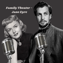 Image of Vincent Price and Donna Reed with old fasion microphones. Text reads 